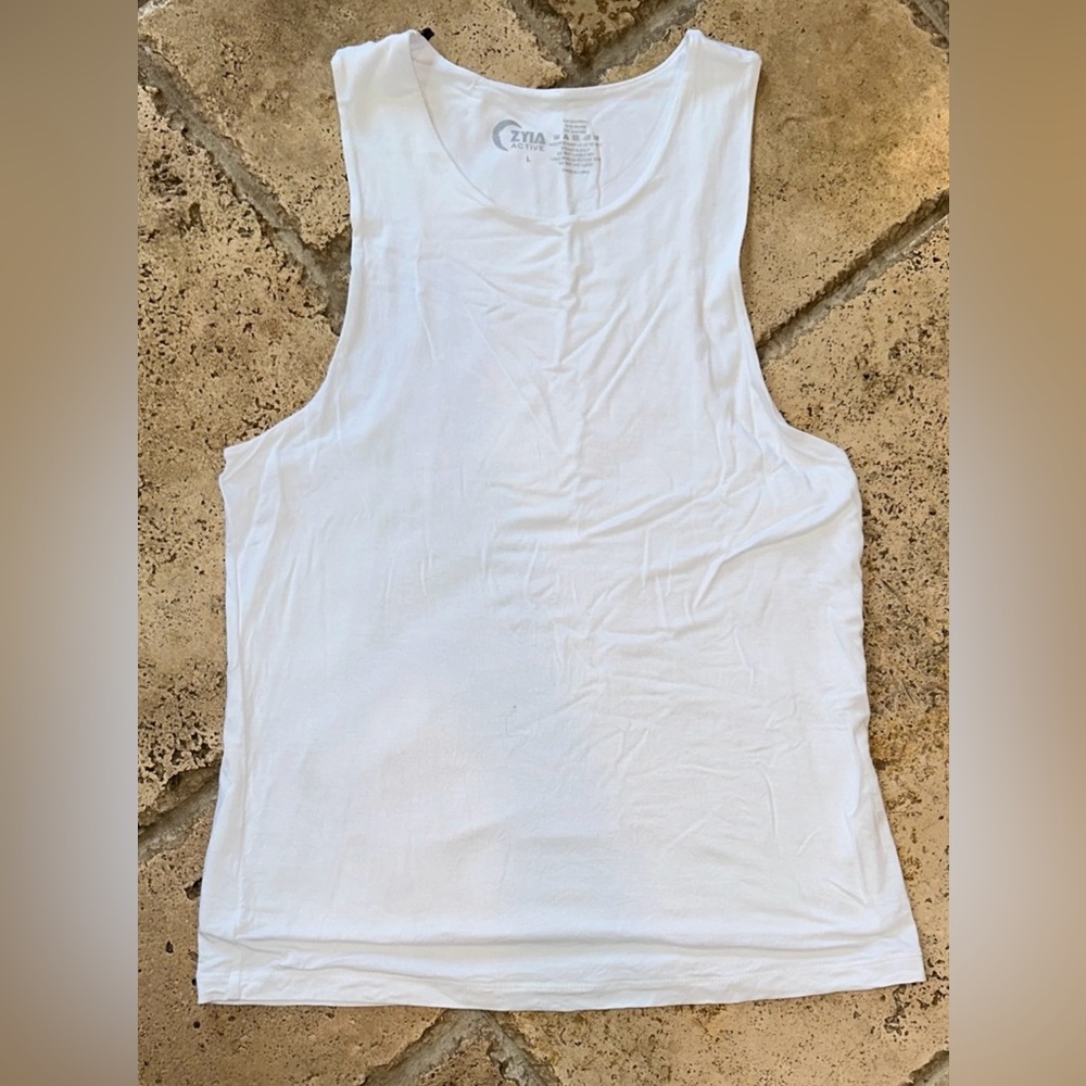 Zyia Tank Top White Sleeveless Double Layer Women’s Size Large